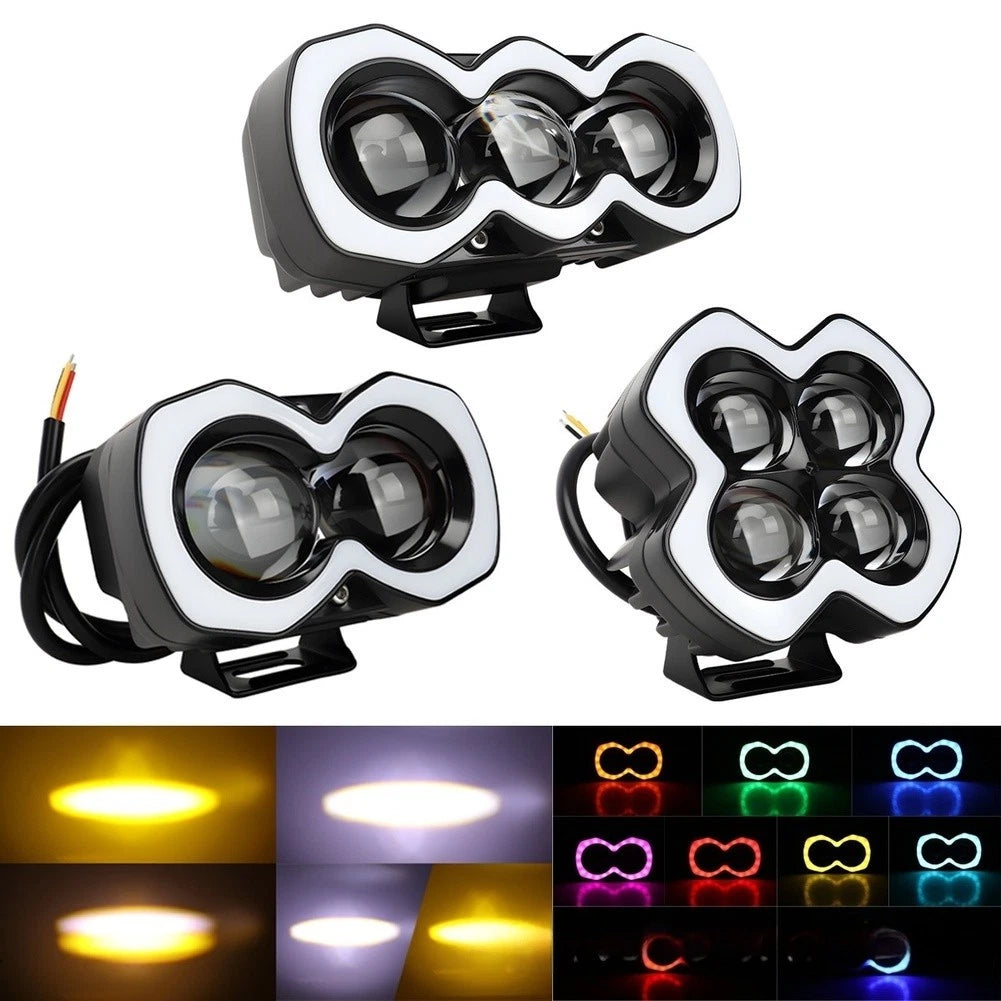 Aluminum Motorcycle LED Spotlight 8W White Amber Strobe IP67 Certified