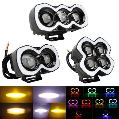 Aluminum Motorcycle LED Spotlight 8W White Amber Strobe IP67 Certified