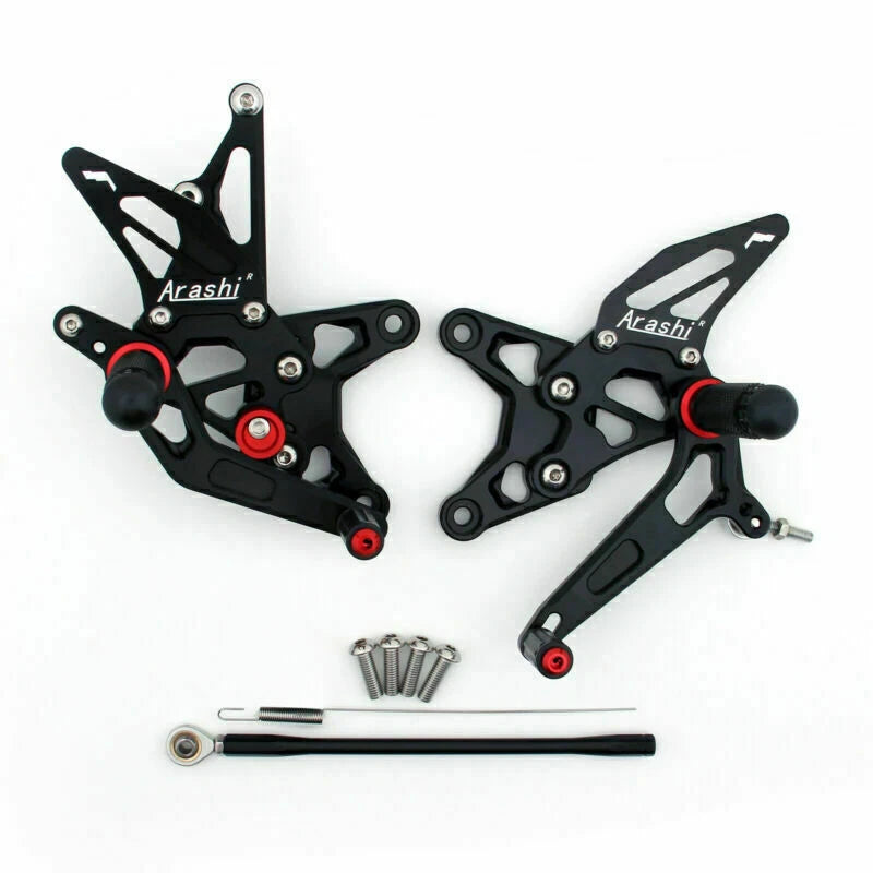 Rearsets Footpegs Pedals for Kawasaki ZX-6R Ninja (2009–2020) Blk T9