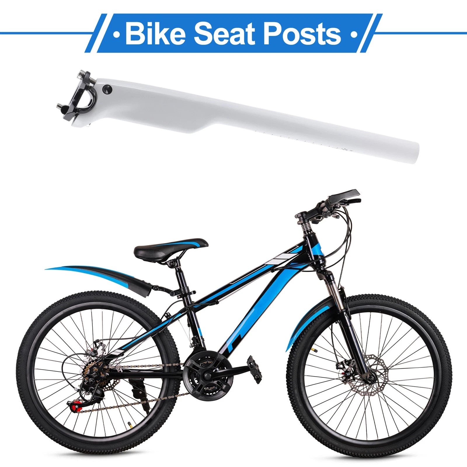 Bike Seat Post 27.2x400mm Adjustable Angle for Universal Bicycles (All Years)