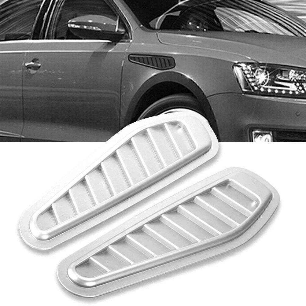 2X Silver Universal Air Flow Intake Hood Scoop Vent Cover