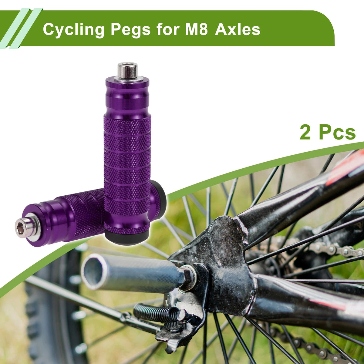 Aluminum Anti Skid Bike Pegs 3.7 in Mesh Five Bars for M8 Axles