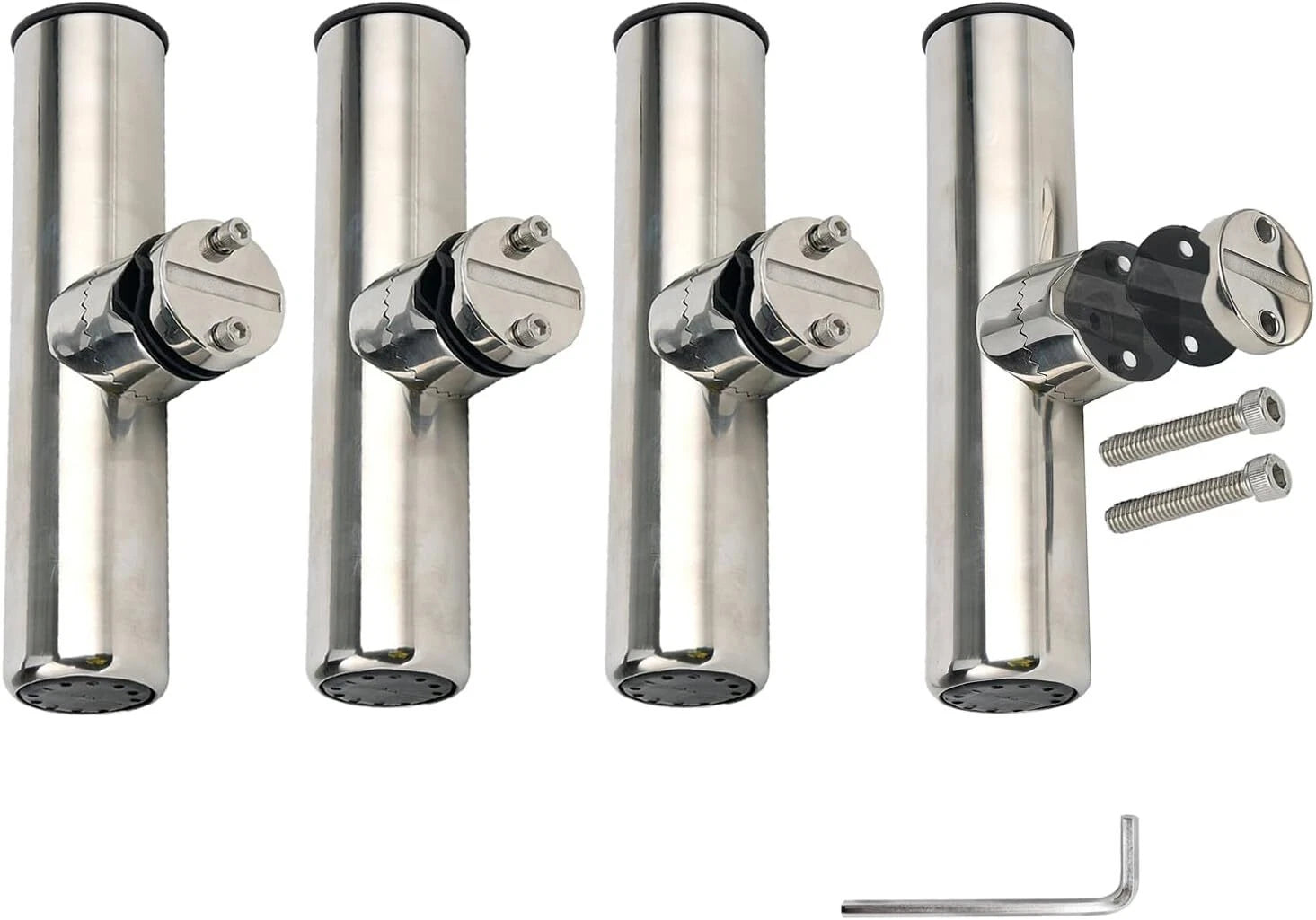 4 Pack Fishing Rod Holders for Clamp on 7/8"-1" Stainless Steel with Rubber Padding