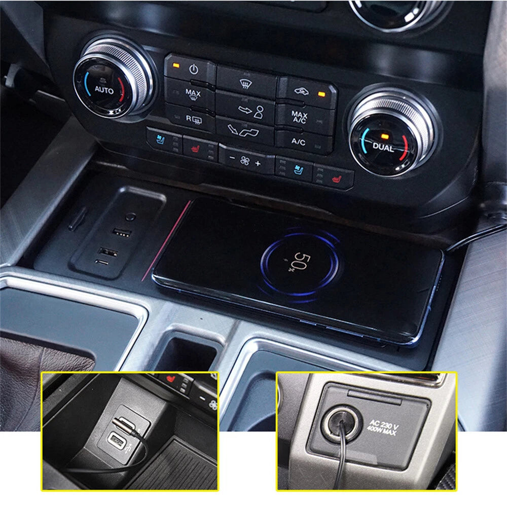 Center Console Wireless Charger for Ford F150 (2017–2020)