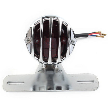 Chrome Grill Side Mount Tail Light License Plate Bracket for Cafe Racer Bobber