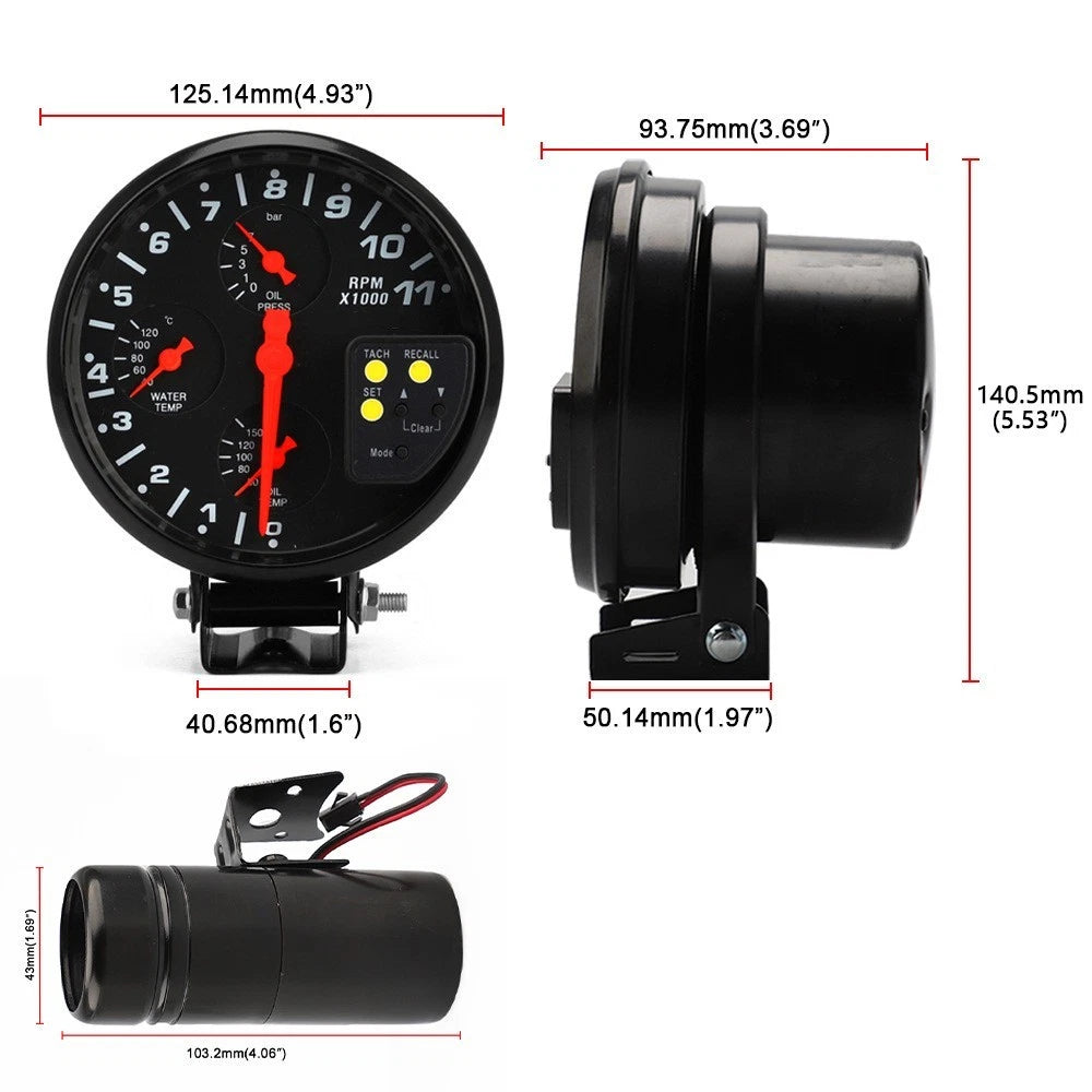 4-in-1 Digital Gauge for Engine Status Tracking (Universal)