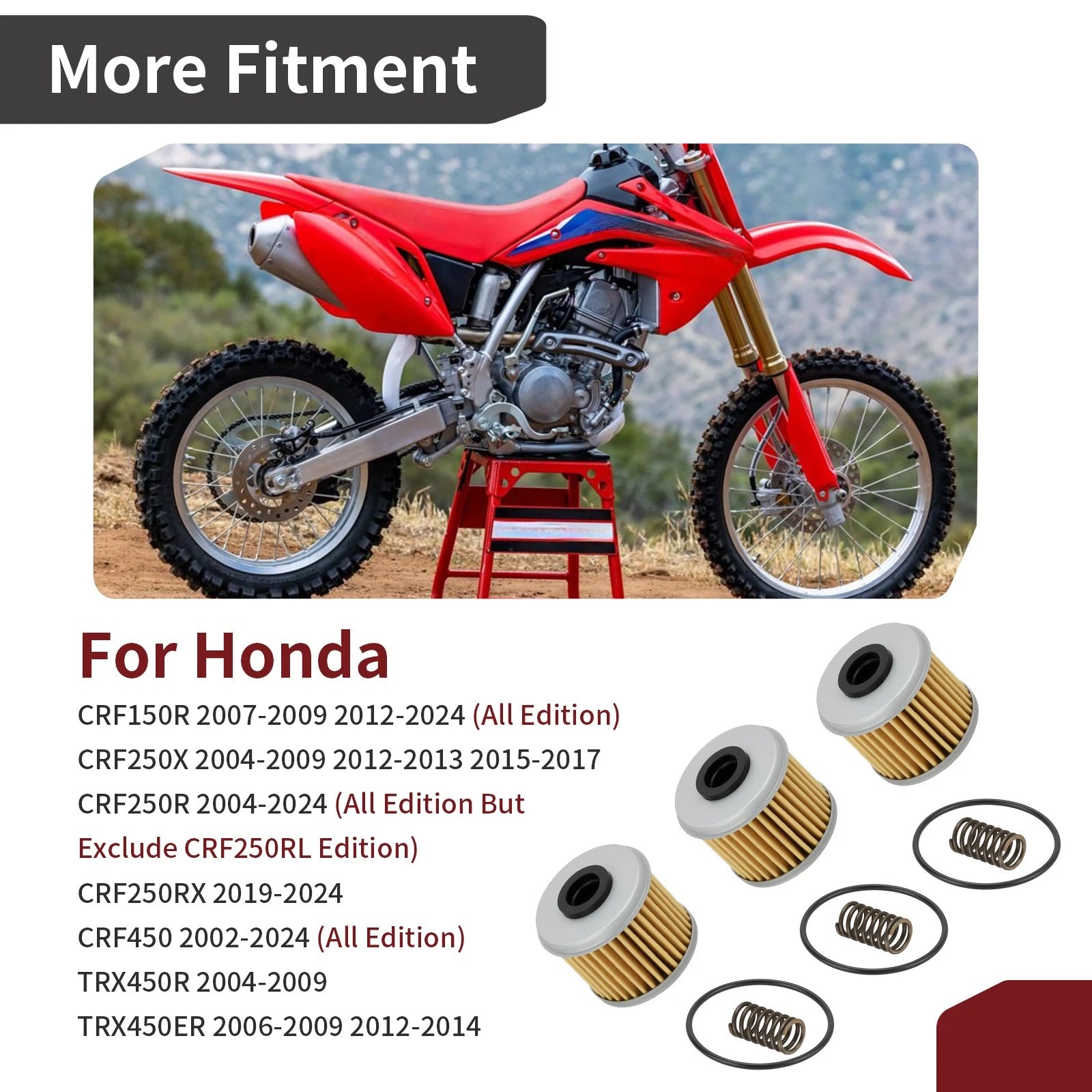 3X Oil Filter w/ O-Ring for Honda CRF450L CRF450R-S CRF450RL (2002–2024)