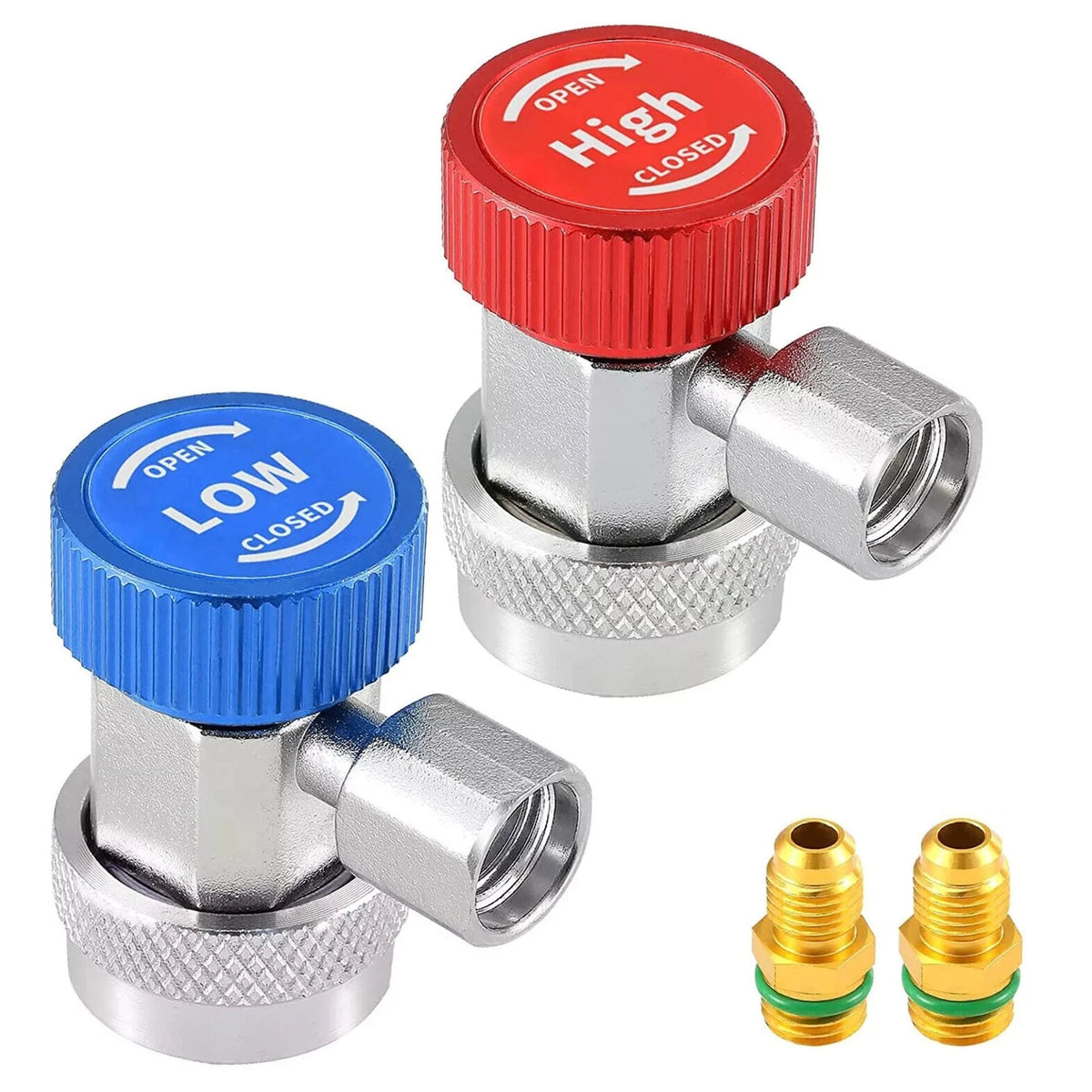 2X A/C R134A Quick Coupler Adapter for Car (High & Low Side)