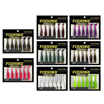 6-Piece T-Tail Floating Soft Bait TPR 12.5cm for Dim Light Fishing