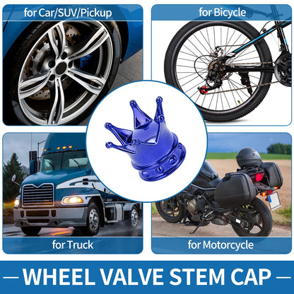 12.8mm Tire Valve Stem Caps Set for Blue Car SUV Bike RV (4 Pack)