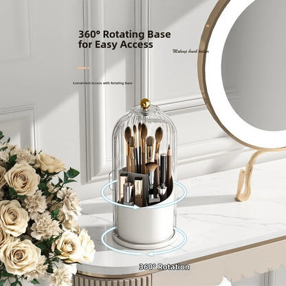 3-Compartment Rotating Holder for Toothbrushes and Cosmetics