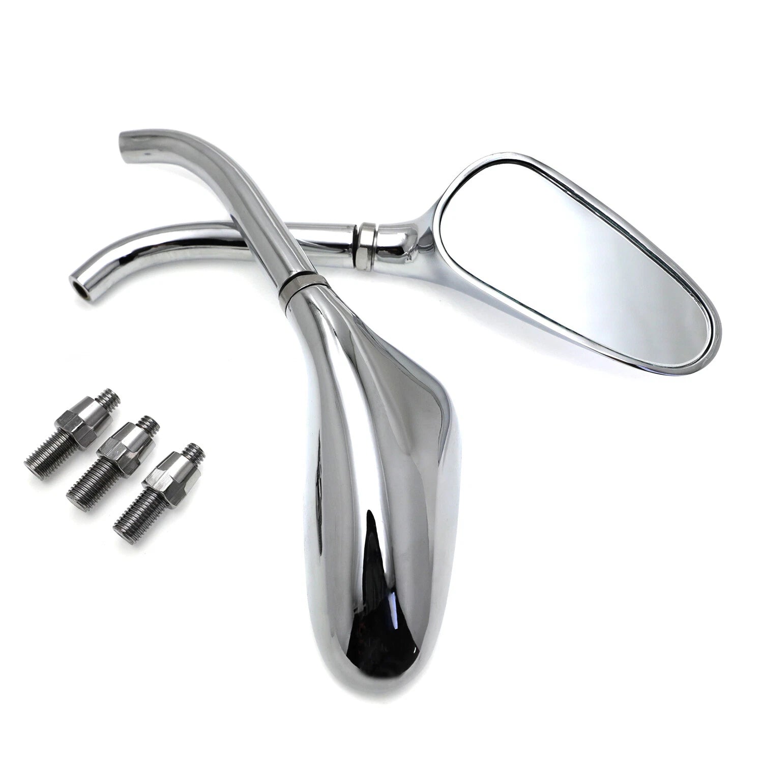 Chrome Mini Motorcycle Mirrors for Harley Yamaha (Universal Fit)