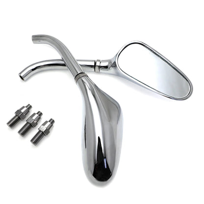 Chrome Mini Motorcycle Mirrors for Harley Yamaha (Universal Fit)