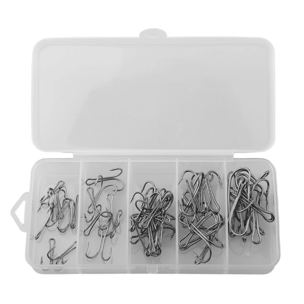50pcs Double Hook Fishing Hooks with Box