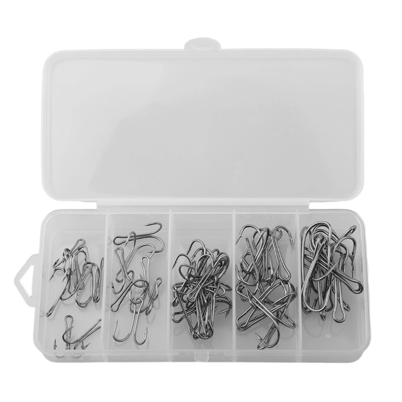 50pcs Double Hook Fishing Hooks with Box