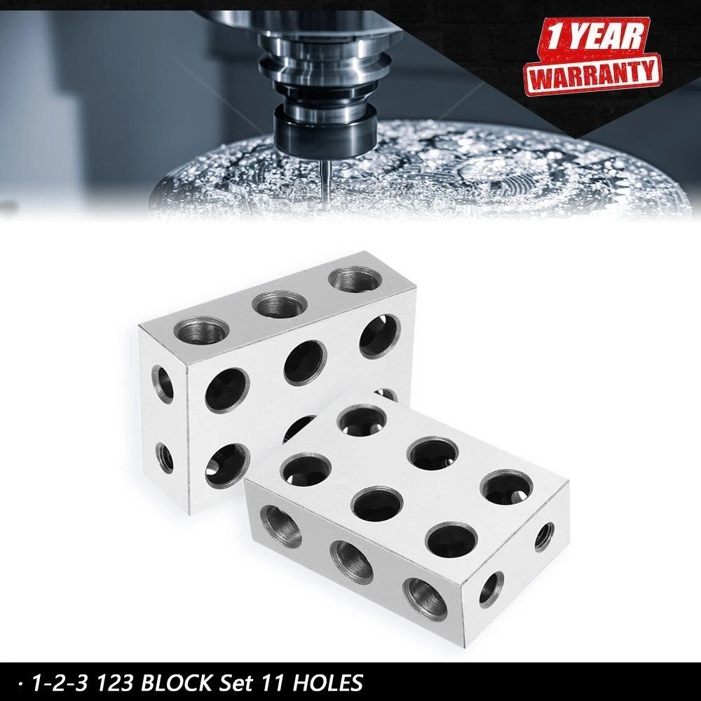 Matched Pair 1-2-3 Blocks for Precision Machining (11 Holes, 0.0002")