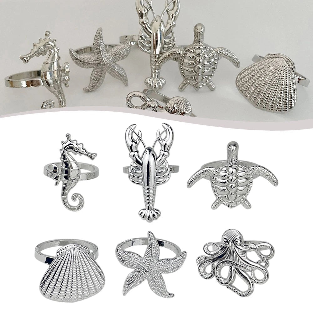 Napkin Rings with Marine Creatures for Table Decor