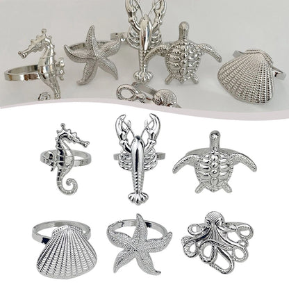 Napkin Rings with Marine Creatures for Table Decor