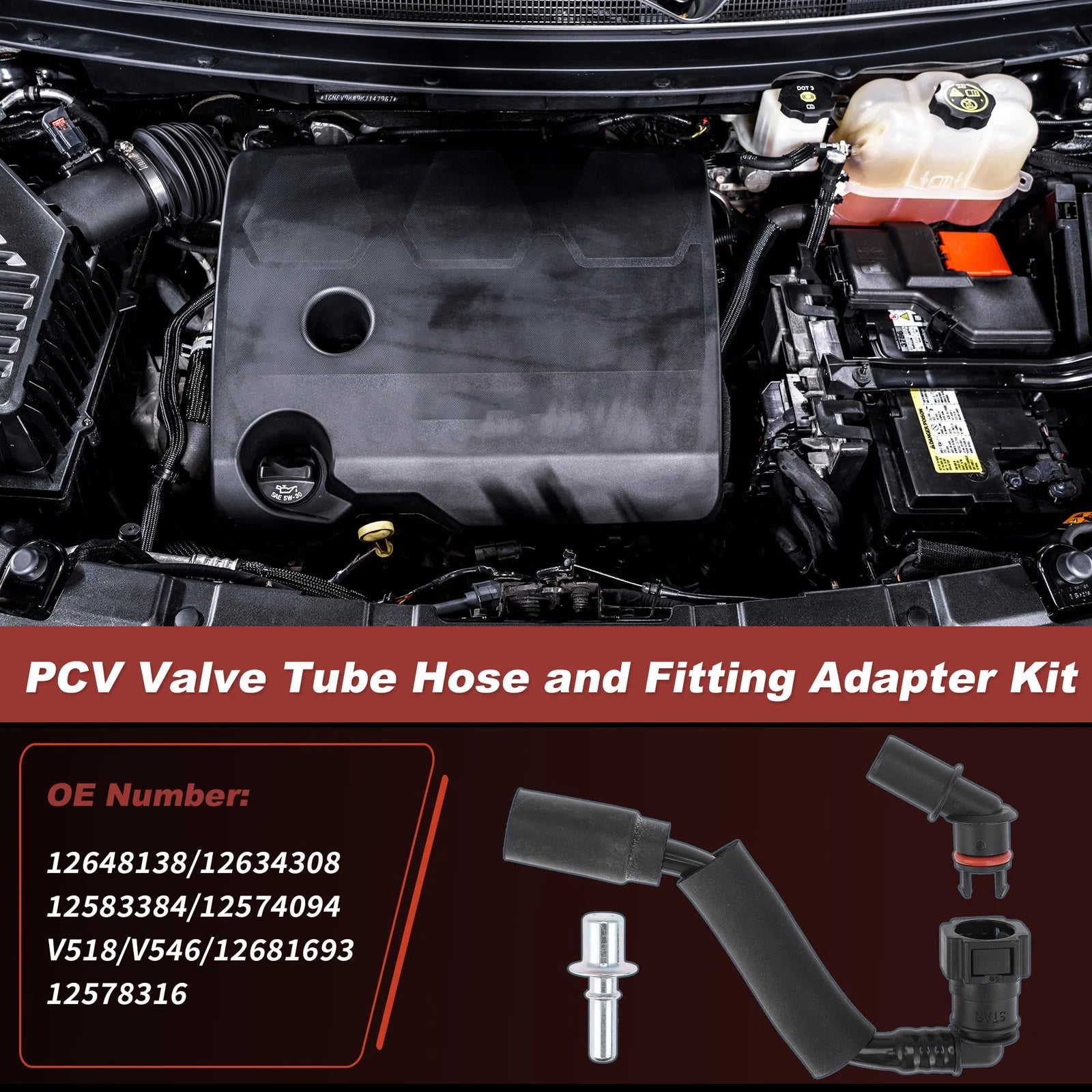 PCV Valve Tube Fitting Kit for Chevy Traverse 3.6L (2012–2017)