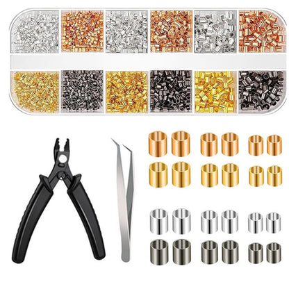 Crimping Beads Set with Plier Tweezers for Jewelry Making (2200PCS)