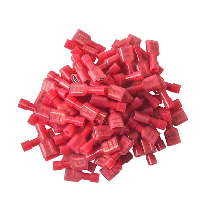 50pcs Red Nylon Female Crimp Spade Terminal Quick Disconnect Connector