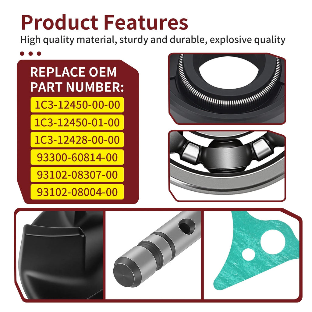 Impeller Shaft + Water Pump Cover Gasket Bearing Seal for Yamaha YZ125 (2005–2024)