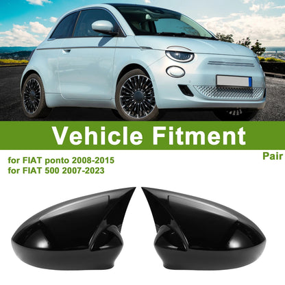 1 Pair Side Mirror Cover Caps for Fiat Punto (2005–2018) Gloss Black