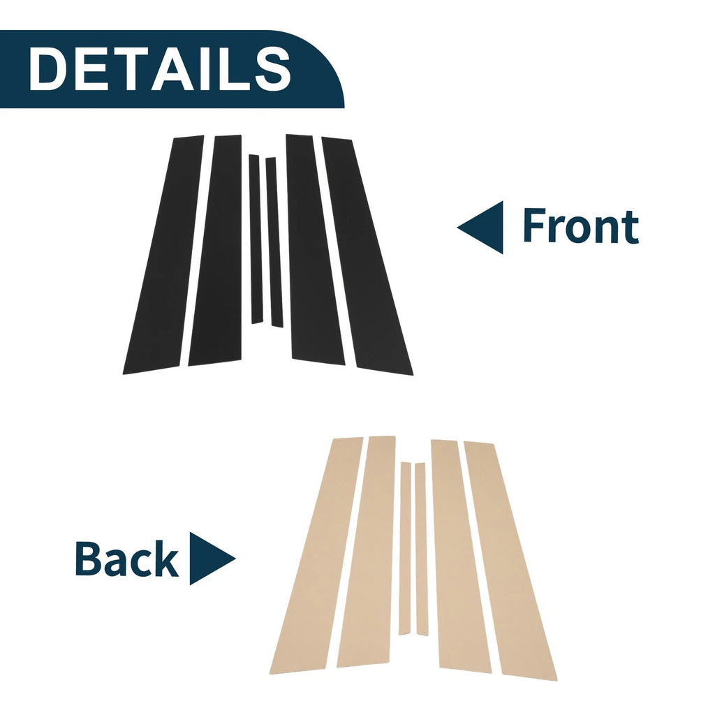 6 Pc Door Pillar Window Trim Replacement for Honda Accord (2008–2012) Black
