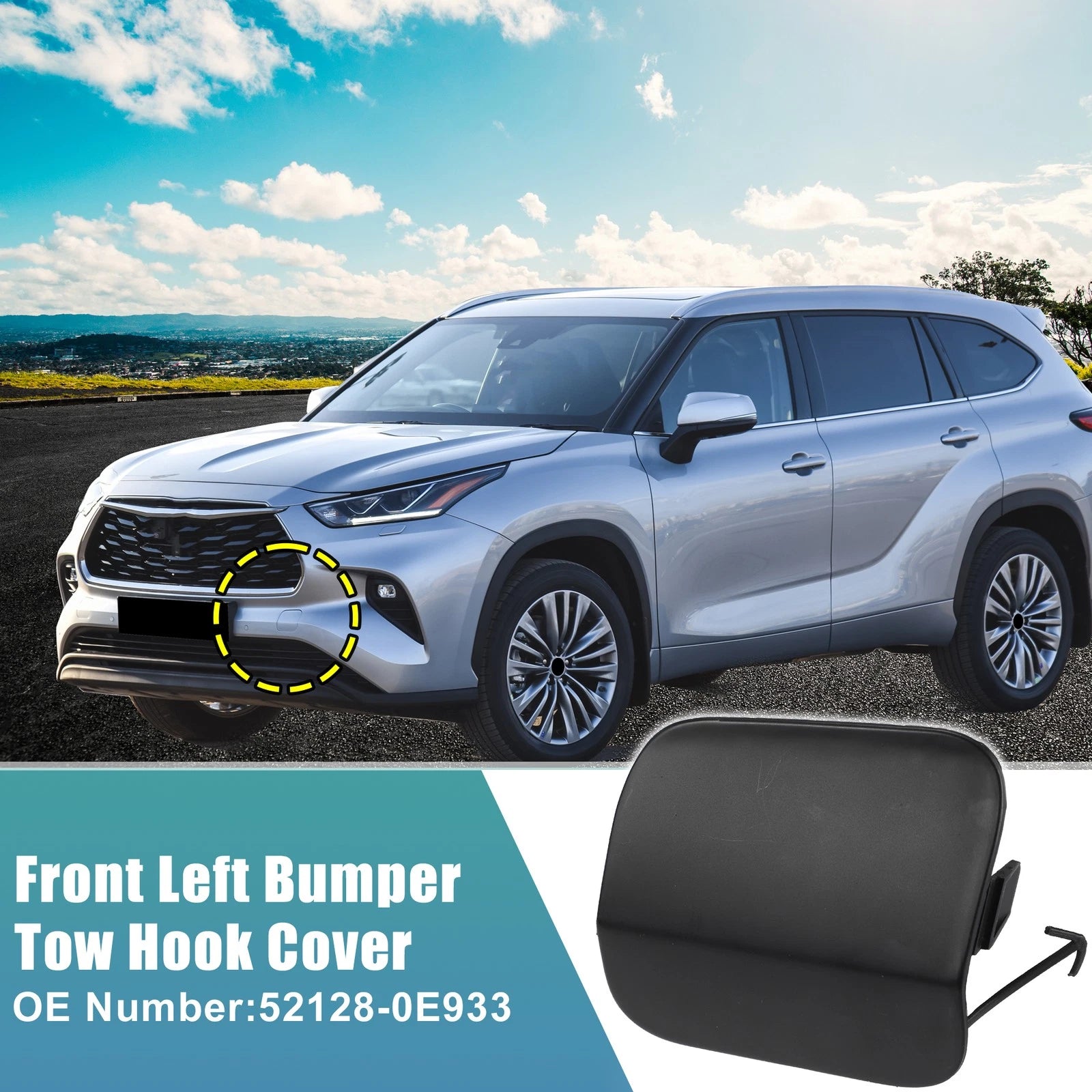 Front Left Bumper Tow Hook Cover Replacement for Toyota Highlander (2008–2013)