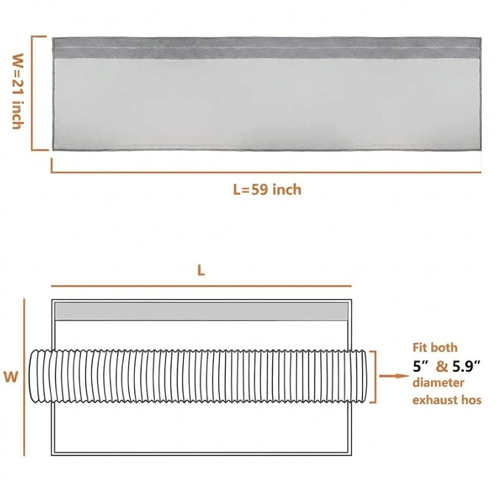 Exhaust Hose Cover for Portable AC Units (Fabric Insulation Sleeve, Gray)