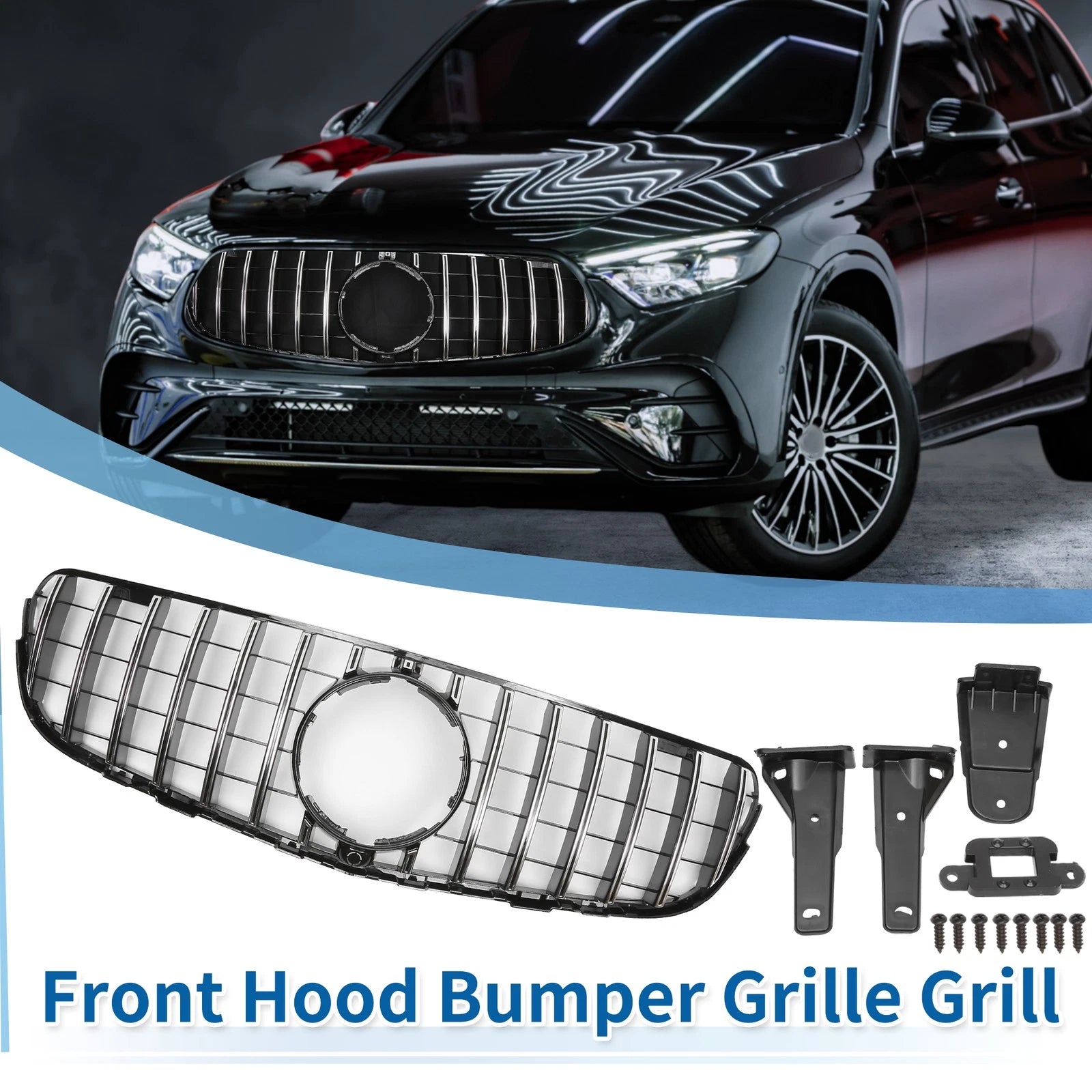 Front Upper Bumper Grille Grill for Mercedes-Benz GLC250 (2017–2018)