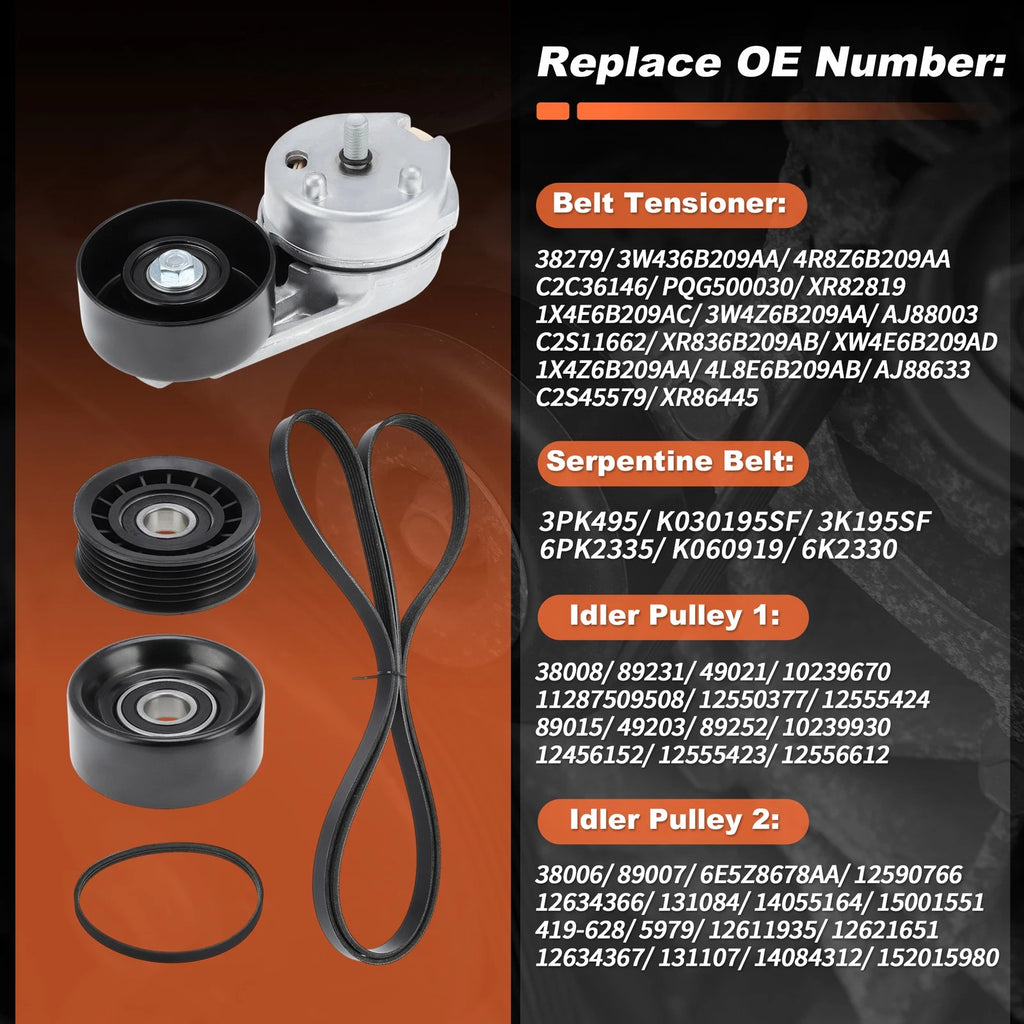 Serpentine Belt Tensioner with Idler Replacement for Ford Fusion (2006–2009)