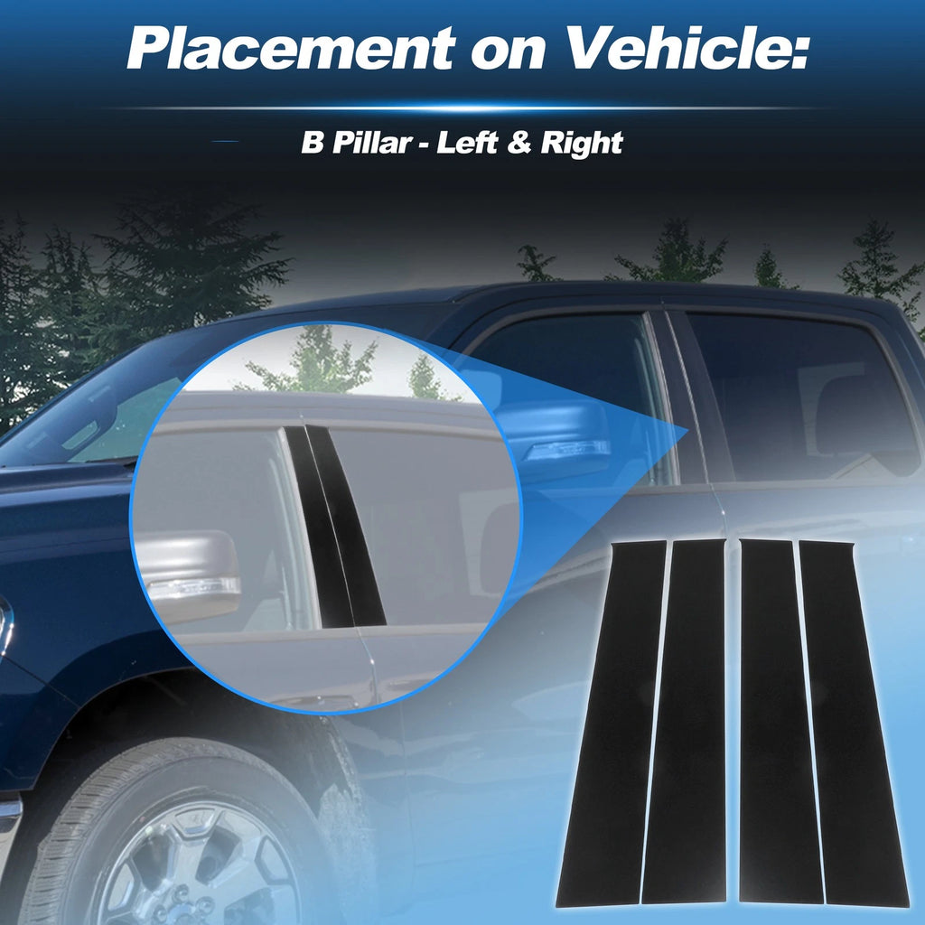 4Pcs B Pillar Post Trim Panel Cover Replacement for Dodge Ram 1500 09–18