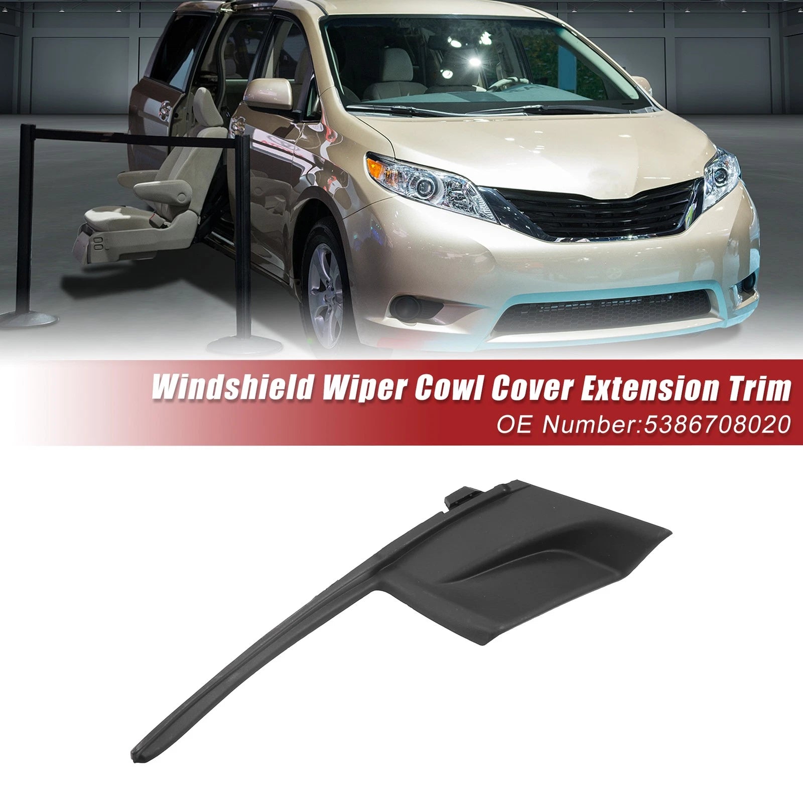 Front Left Windshield Wiper Cowl Panel Replacement for Toyota Sienna (2011–2020)