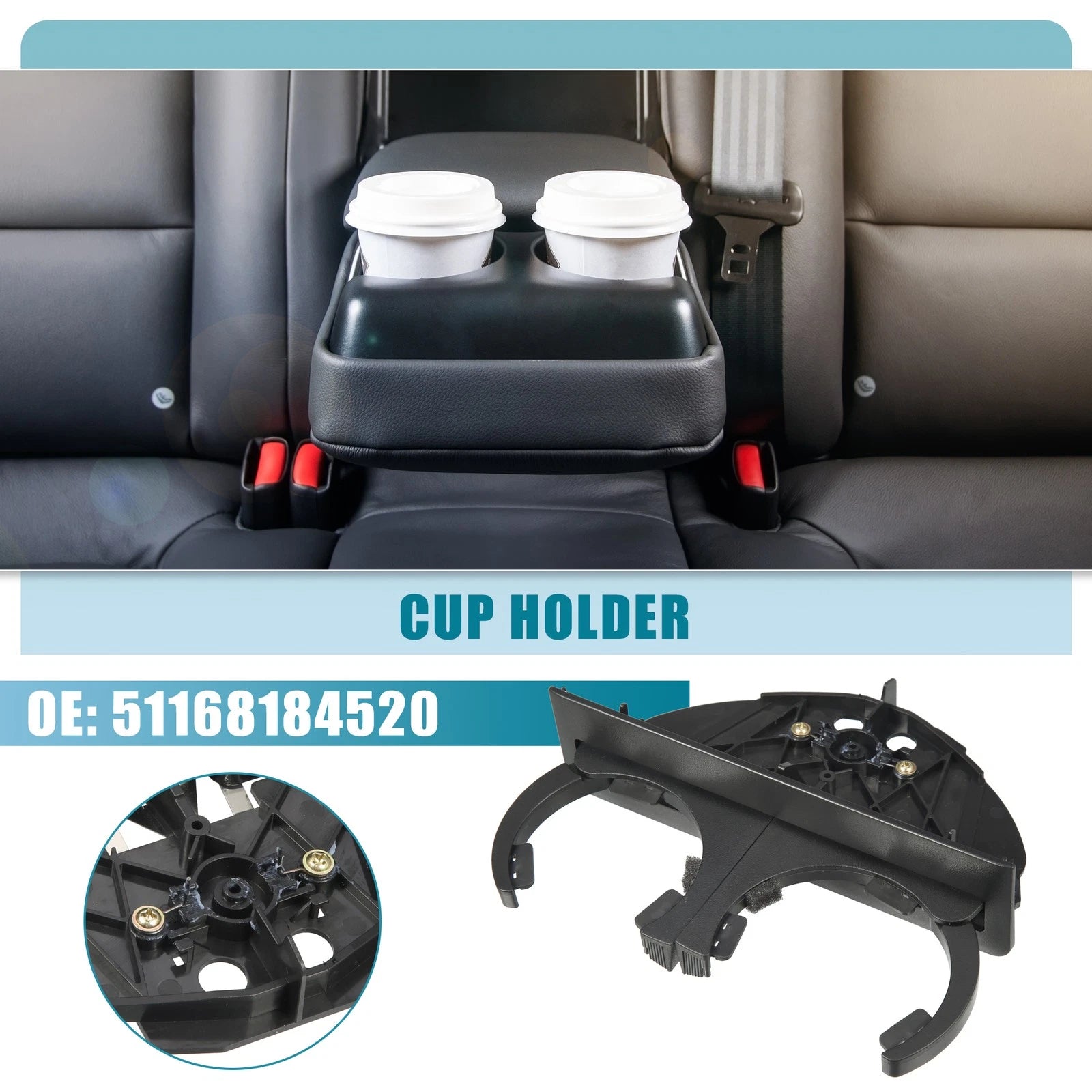 Rear Cup Holder Insert Replacement for BMW E39 525i 1996–2003