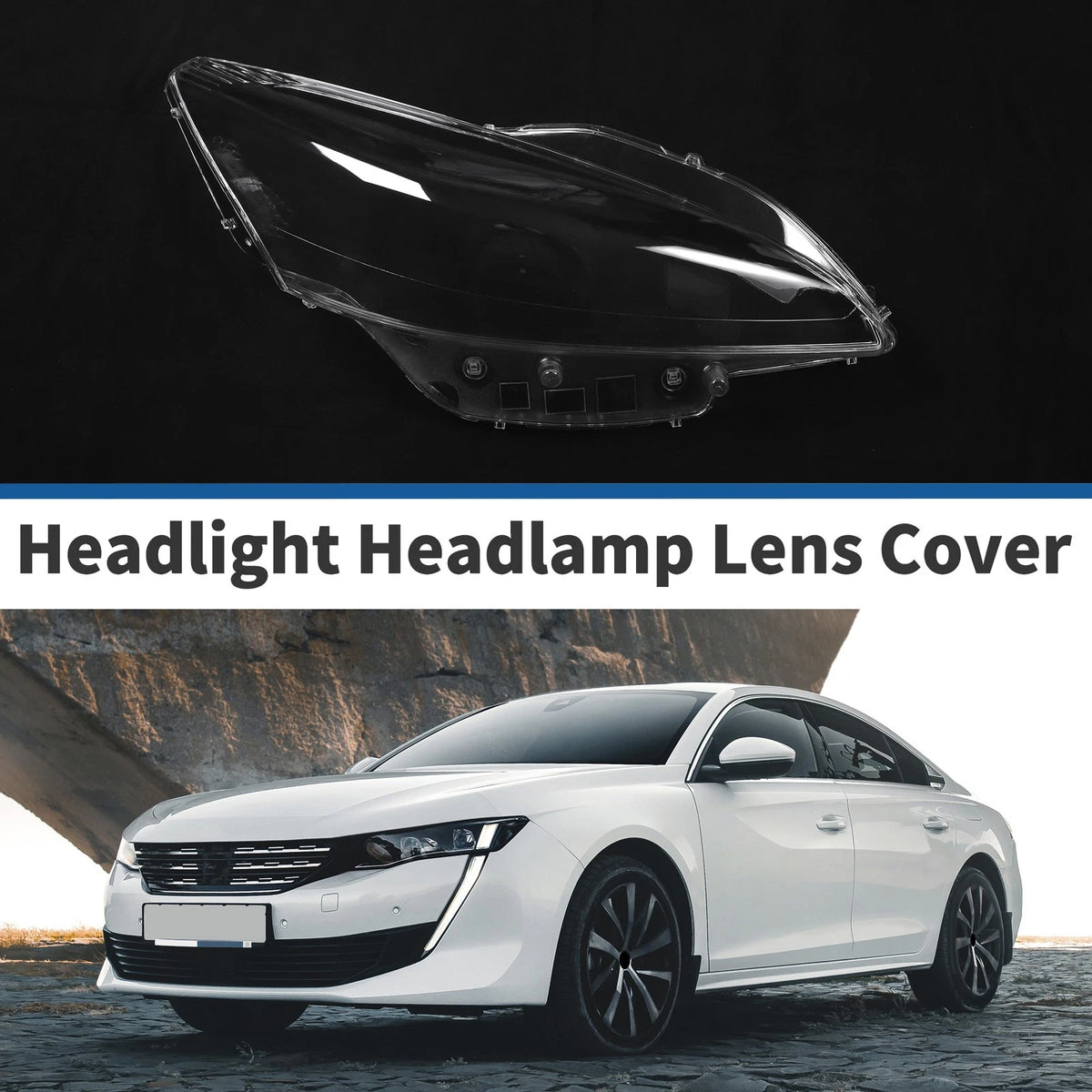 1 Pcs Headlight Lens Cover for Peugeot 508 (2011–2014) PC Clear