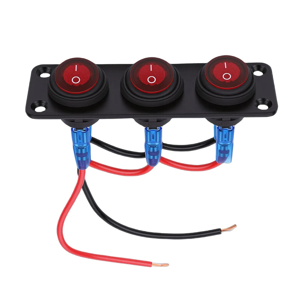 20A 3 Position LED Round Switch Panel for 12V-24V Vehicles