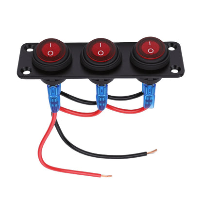 20A 3 Position LED Round Switch Panel for 12V-24V Vehicles
