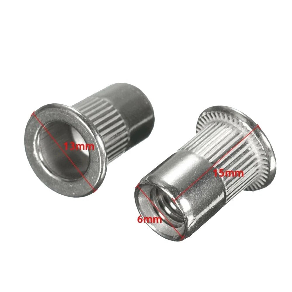 50pcs M6 Stainless Steel Flat Head Rivet Nut Inserts for