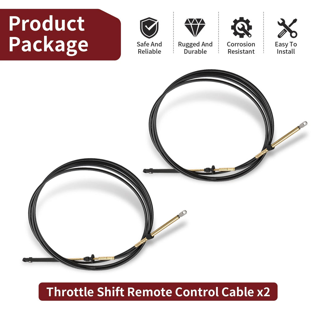 2X Throttle Shift Remote Snap-In Control Cable 14' for Johnson Evinrude