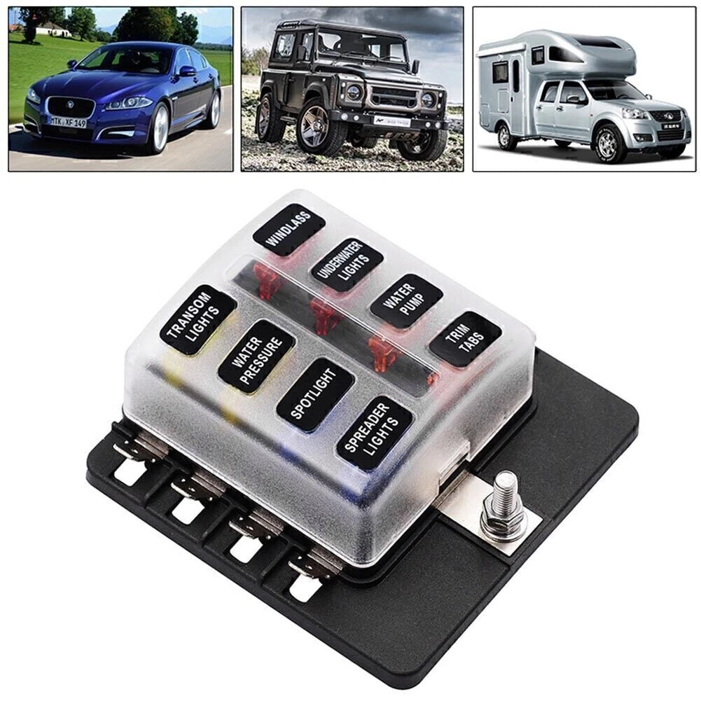 8 Way LED Fuse Box Holder Universal Waterproof Terminal Block