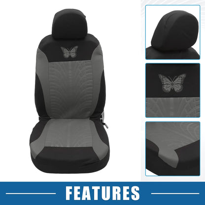 9 Piece Car Seat Covers Kit for Universal SUV - Butterfly Pattern Gray