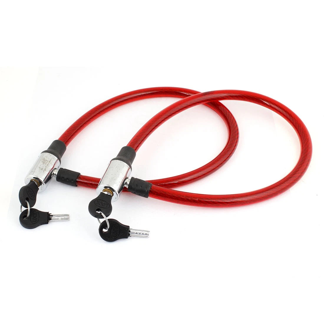 2 Pack Security Cable Lock 24.8 in Flexible Red for Universal Use (All Years)
