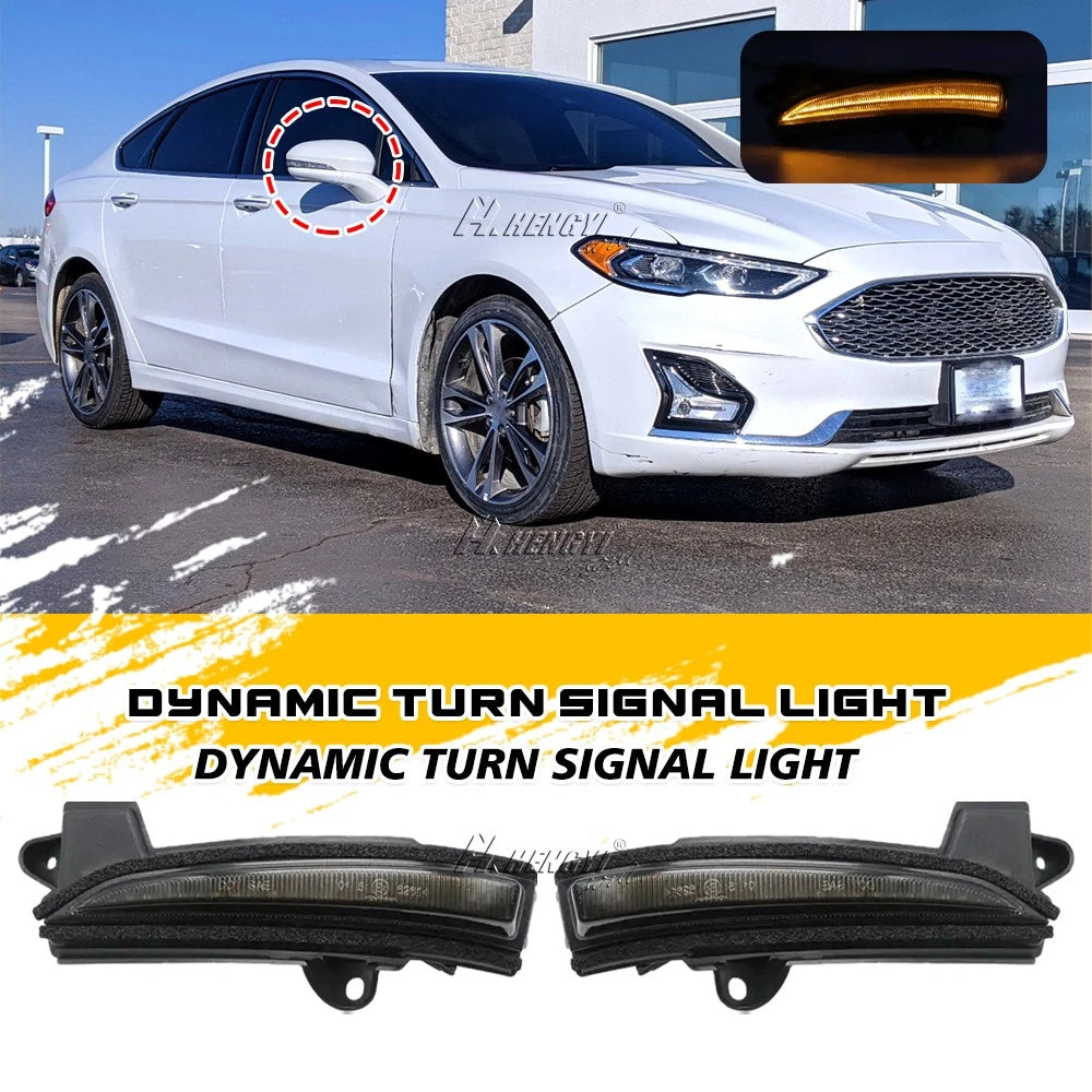 Smoked LED Dynamic Side Mirror Turn Signal Light for Ford Fusion (2013–2020)
