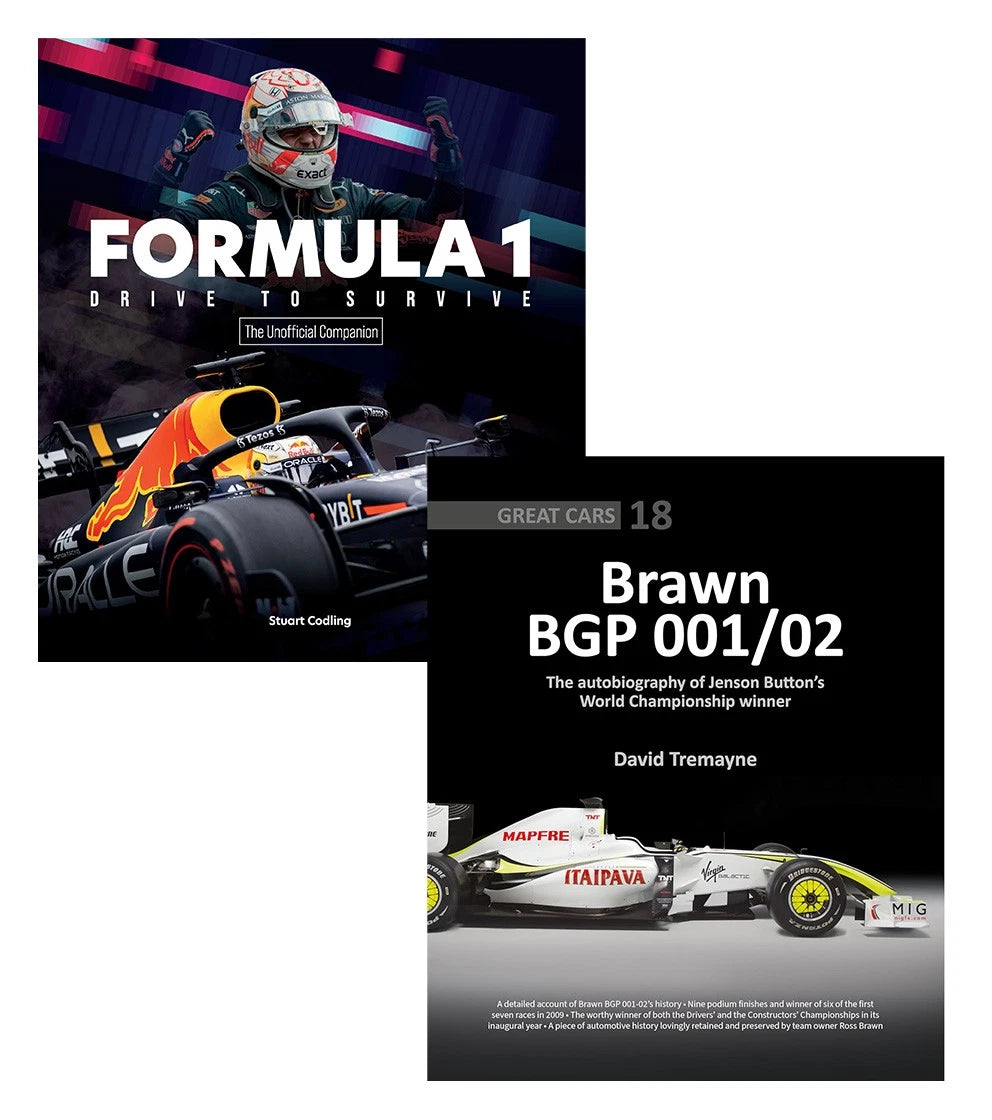 Set of 2 Brawn BGP 001/02 Formula 1 Drive to Survive Books