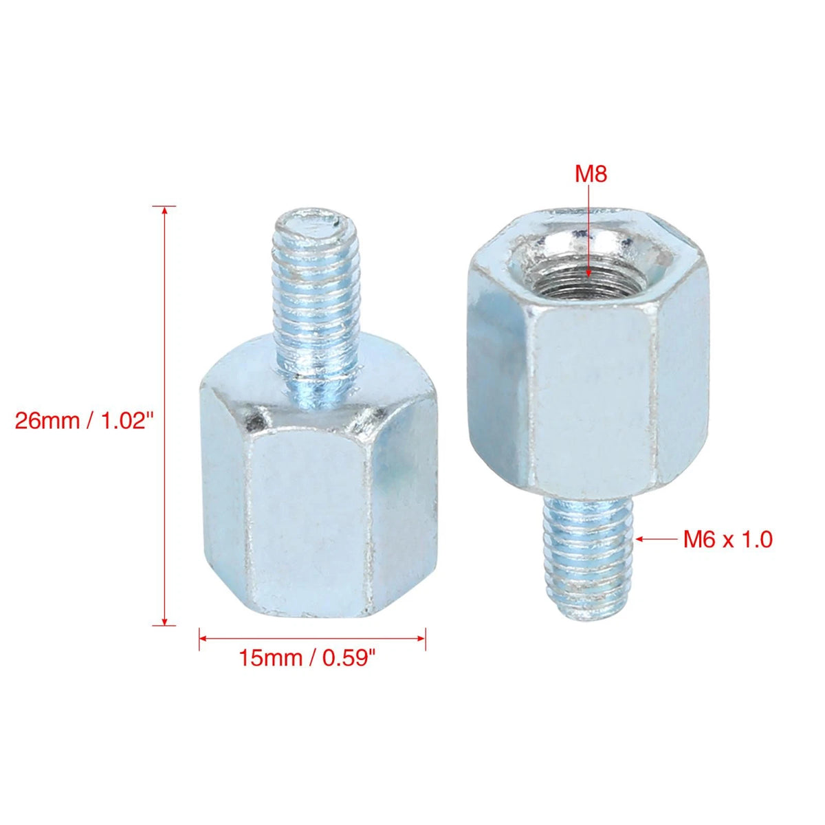 8mm to 6mm Rearview Mirror Adapter RH Heavy Duty for Motorcycle Bike (—)