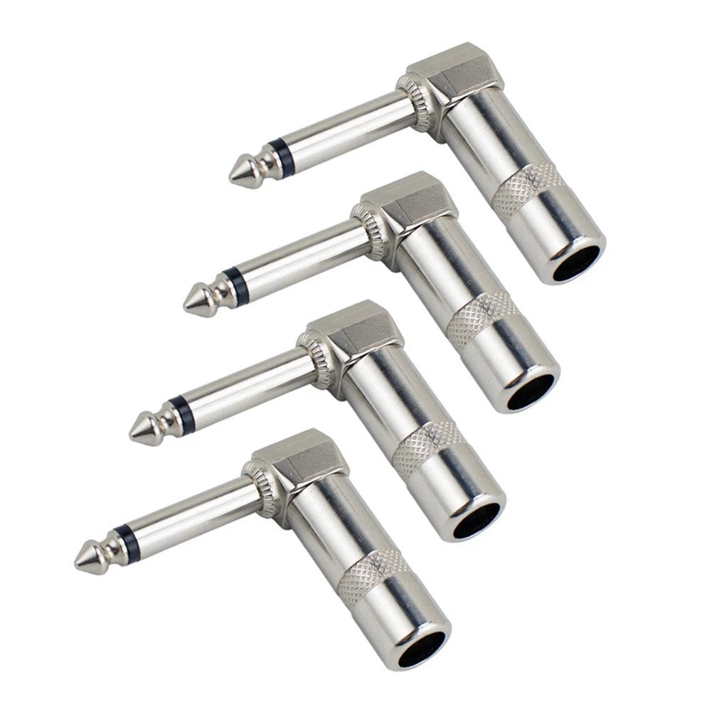 Pack of 4 Right Angle 35mm Audio Connectors for Guitar Cable