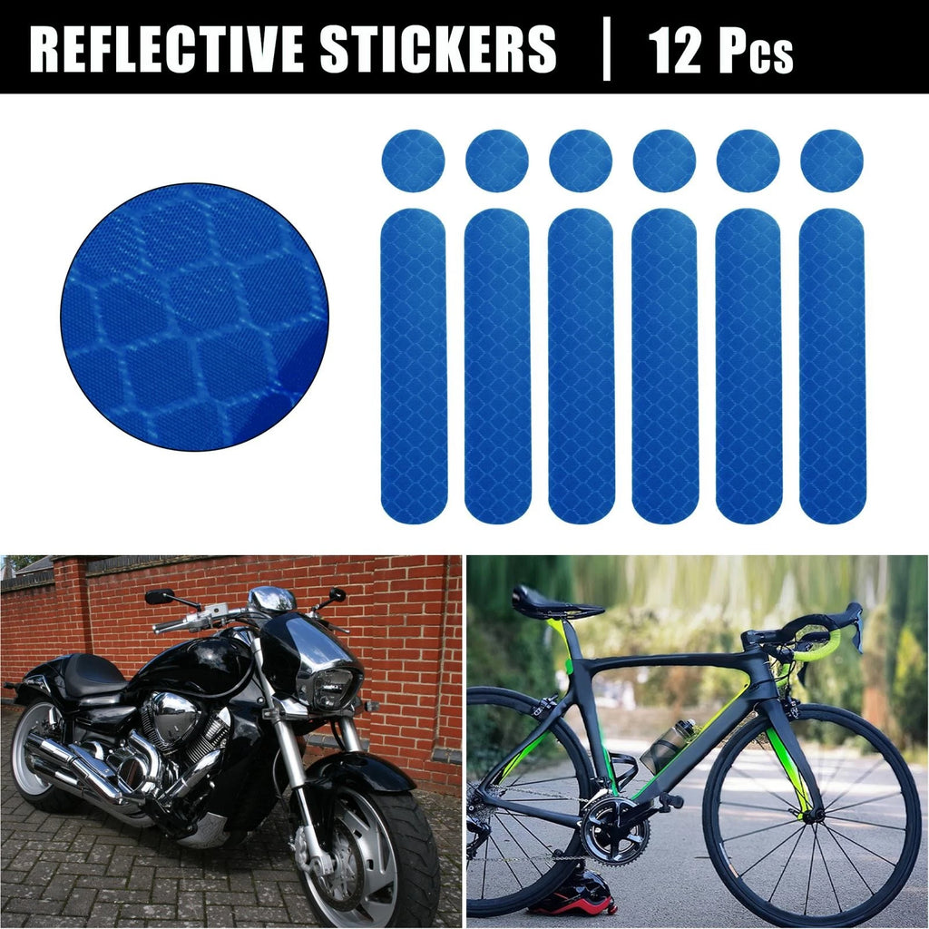 Reflective Safety Helmet Stickers 12PCS for Bicycle Motorcycle Blue