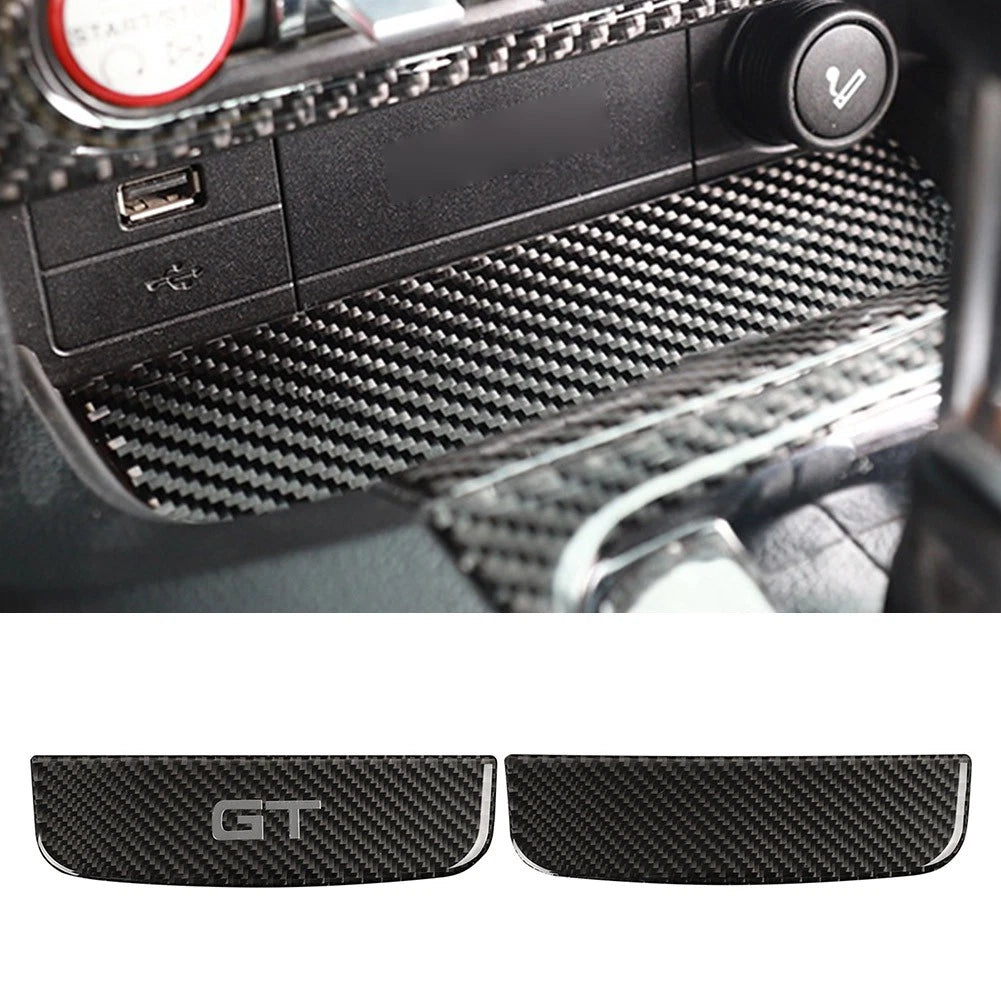 Carbon Fiber Interior Storage Box Trim Cover for Ford Mustang (2015–2019)