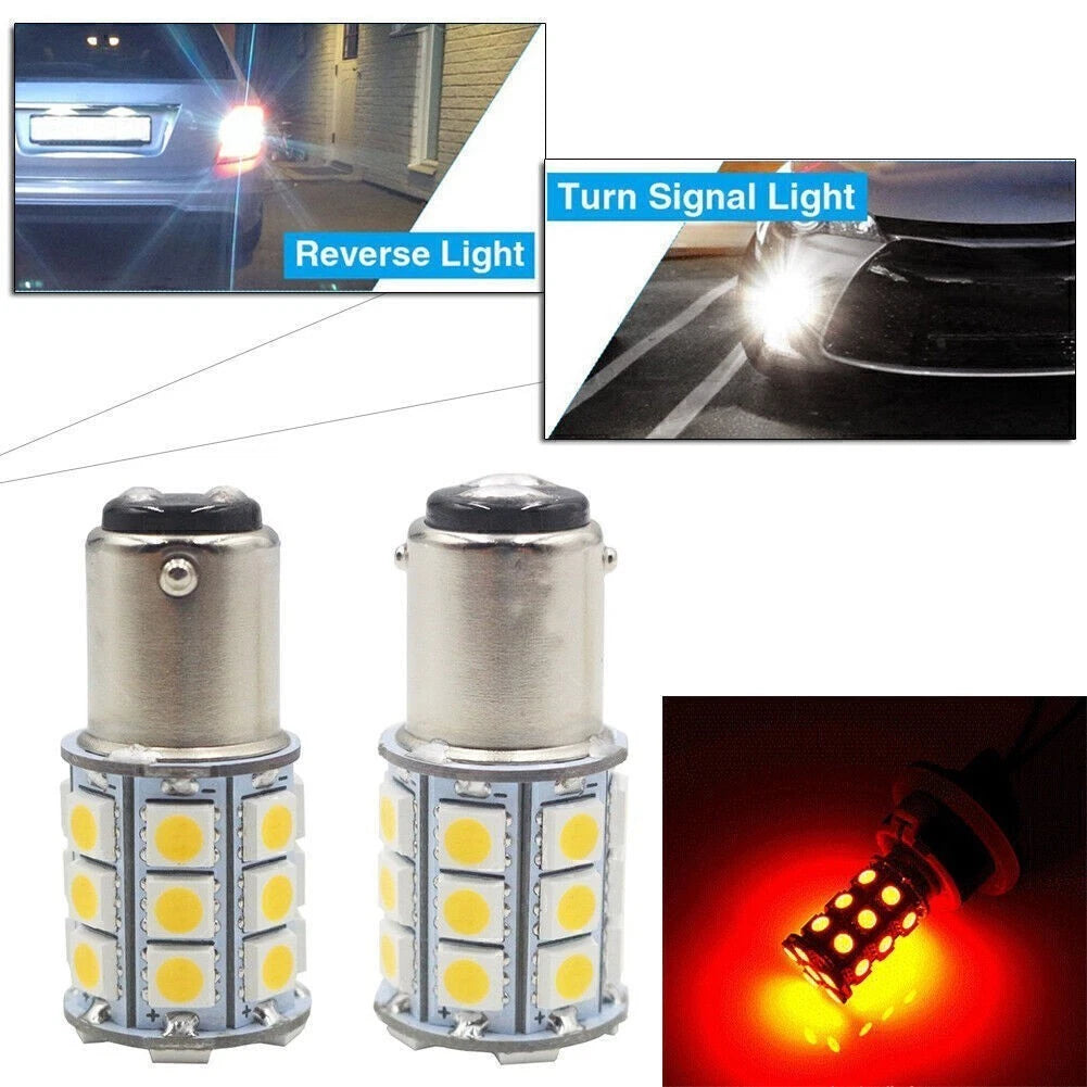 2X 27SMD BA15D LED Light Bulb for Marine Boat (20mm x 48.5mm) Red